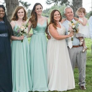 Robins egg blue bridesmaid dress.